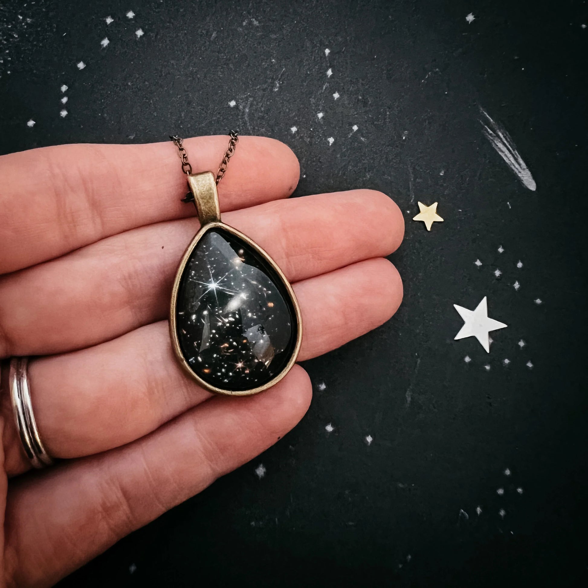 JWST Deep Field Drops in Cosmic Ocean Teardrop Necklace - minbolu -