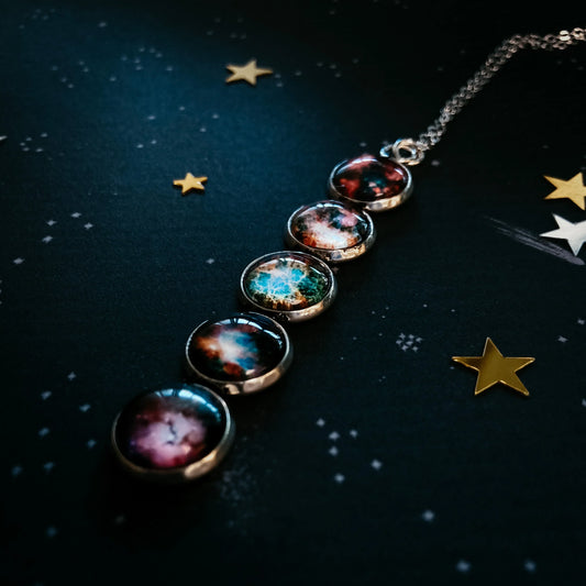 Nebula Rainbow Vertical Pendant Necklace - minbolu -