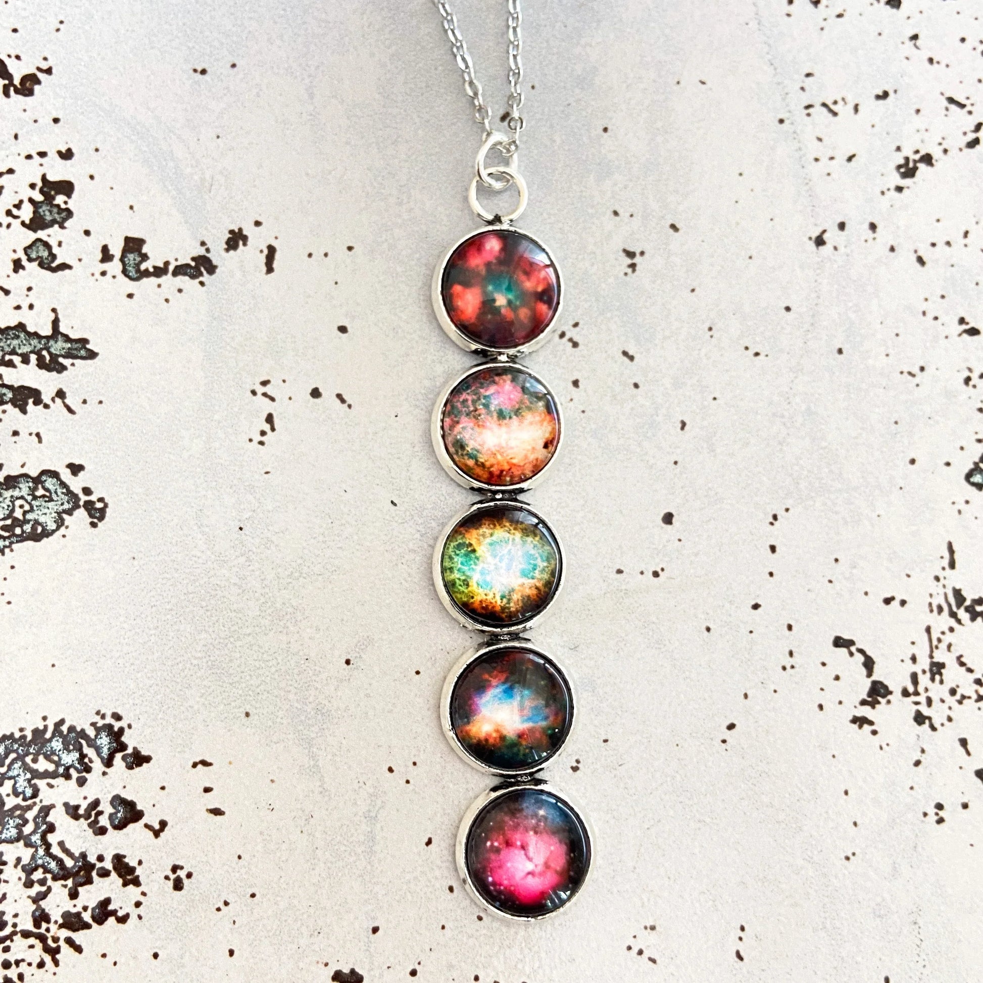 Nebula Rainbow Vertical Pendant Necklace - minbolu -