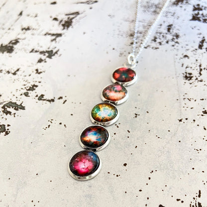 Nebula Rainbow Vertical Pendant Necklace - minbolu -