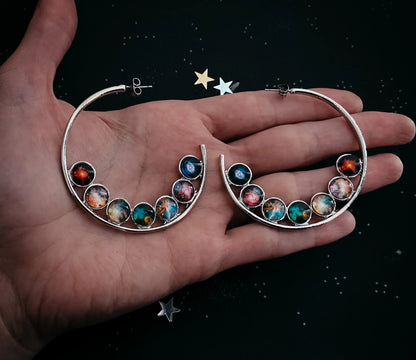 Nebula Rainbow Pride Hoop Earrings - minbolu -