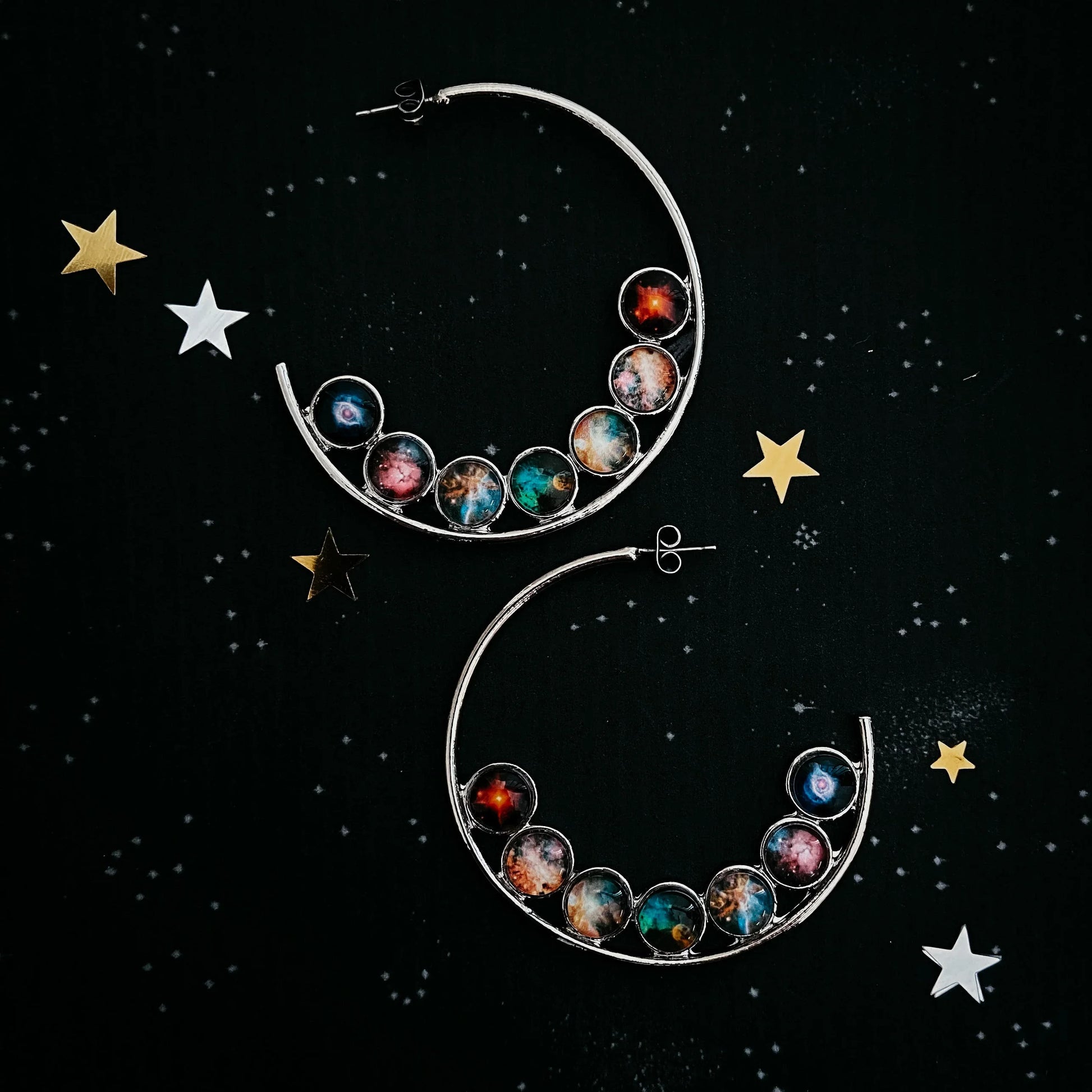 Nebula Rainbow Pride Hoop Earrings - minbolu -