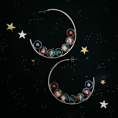 Nebula Rainbow Pride Hoop Earrings - minbolu -