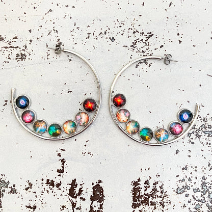 Nebula Rainbow Pride Hoop Earrings - minbolu -