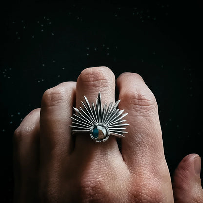 Sun Goddess Ring with Copper Oyster Turquoise - minbolu -
