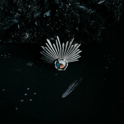 Sun Goddess Ring with Copper Oyster Turquoise - minbolu -