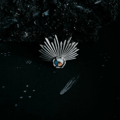 Sun Goddess Ring with Copper Oyster Turquoise - minbolu -