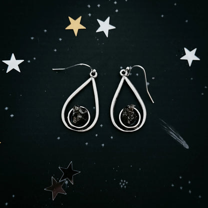 Teardrop Earrings with Raw Meteorite - minbolu -