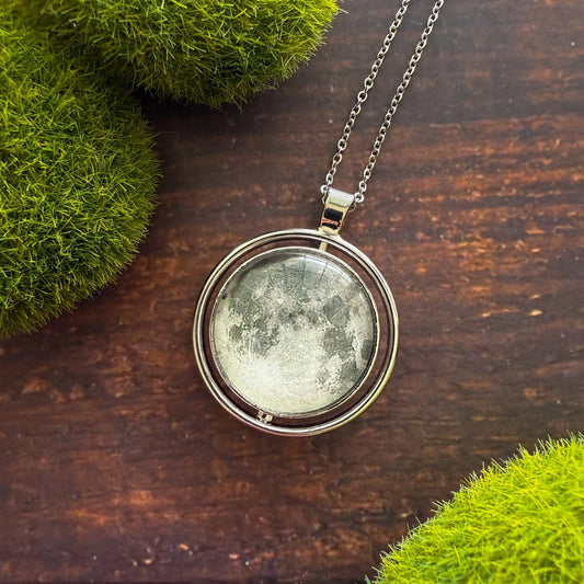 Full Moon Double Sided Fidget Pendant Necklace - minbolu -