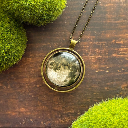 New Moon Double Sided Fidget Pendant Necklace - minbolu -