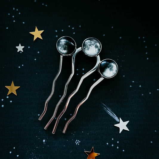 Moon Phase Trio Hair Pin - minbolu -