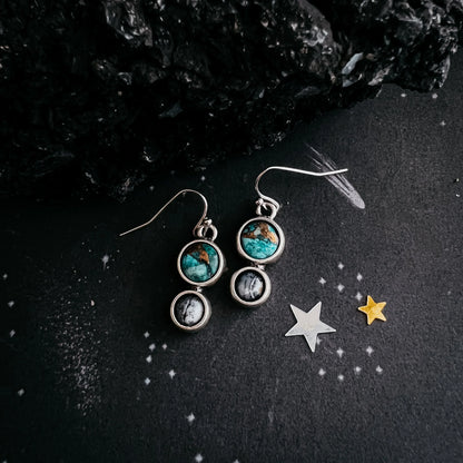 Earth and Moon Natural Stone Dangle Earrings - minbolu -