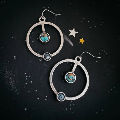 Artemis Earrings - Lunar Orbit Dangles with Natural Stones - minbolu -