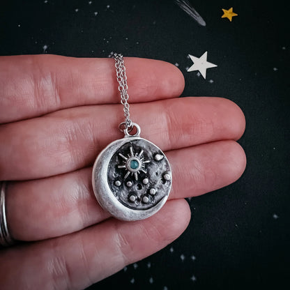 North Star Pendant Necklace with Opal - minbolu -