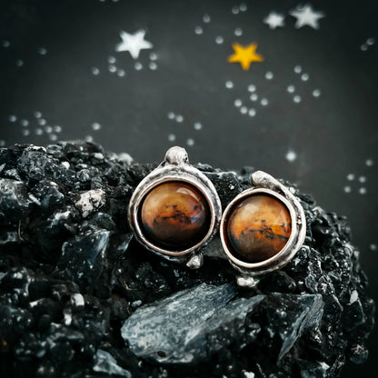 Mars and Moons Earrings - Stud or Leverback - minbolu -