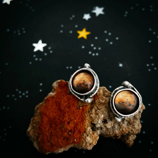 Mars and Moons Earrings - Stud or Leverback - minbolu -