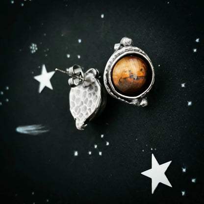 Mars and Moons Earrings - Stud or Leverback - minbolu -