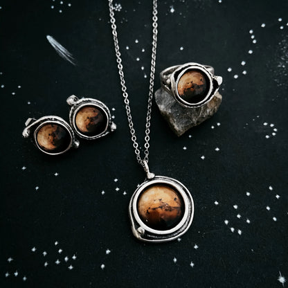 Mars Jewelry Gift Set - Necklace, Earrings, and Ring - minbolu -