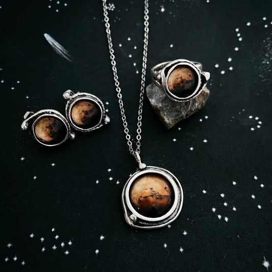 Mars Jewelry Gift Set - Necklace, Earrings, and Ring - minbolu -