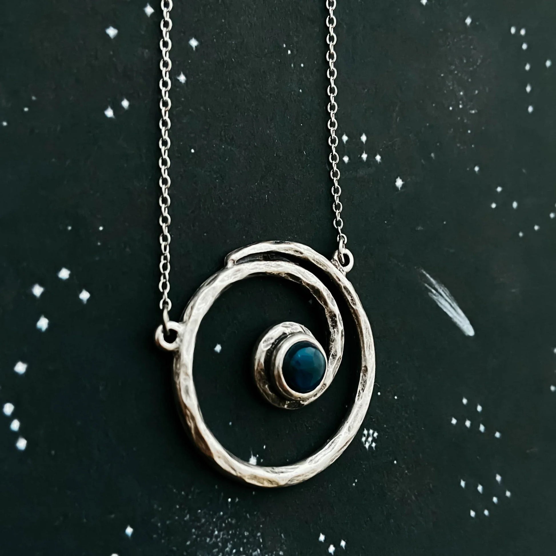 Milky Way Necklace - Spiral Silver Pendant with Labradorite - minbolu -