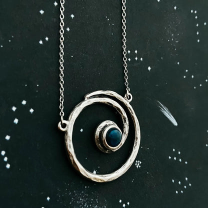 Milky Way Necklace - Spiral Silver Pendant with Labradorite - minbolu -