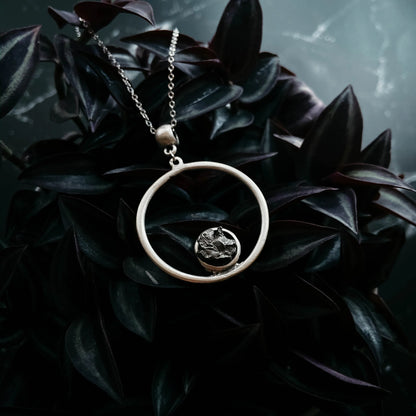 Meteorite Jewelry Set - Circle Necklace and Earrings - minbolu -