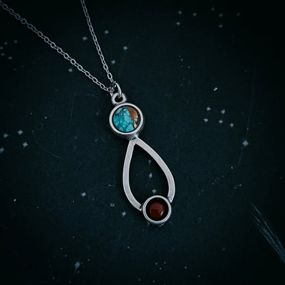 Journey to Mars Necklace - Copper Chrysocolla Earth and Red Jasper Mars - minbolu -