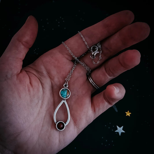 Journey to Mars Necklace - Copper Chrysocolla Earth and Red Jasper Mars - minbolu -