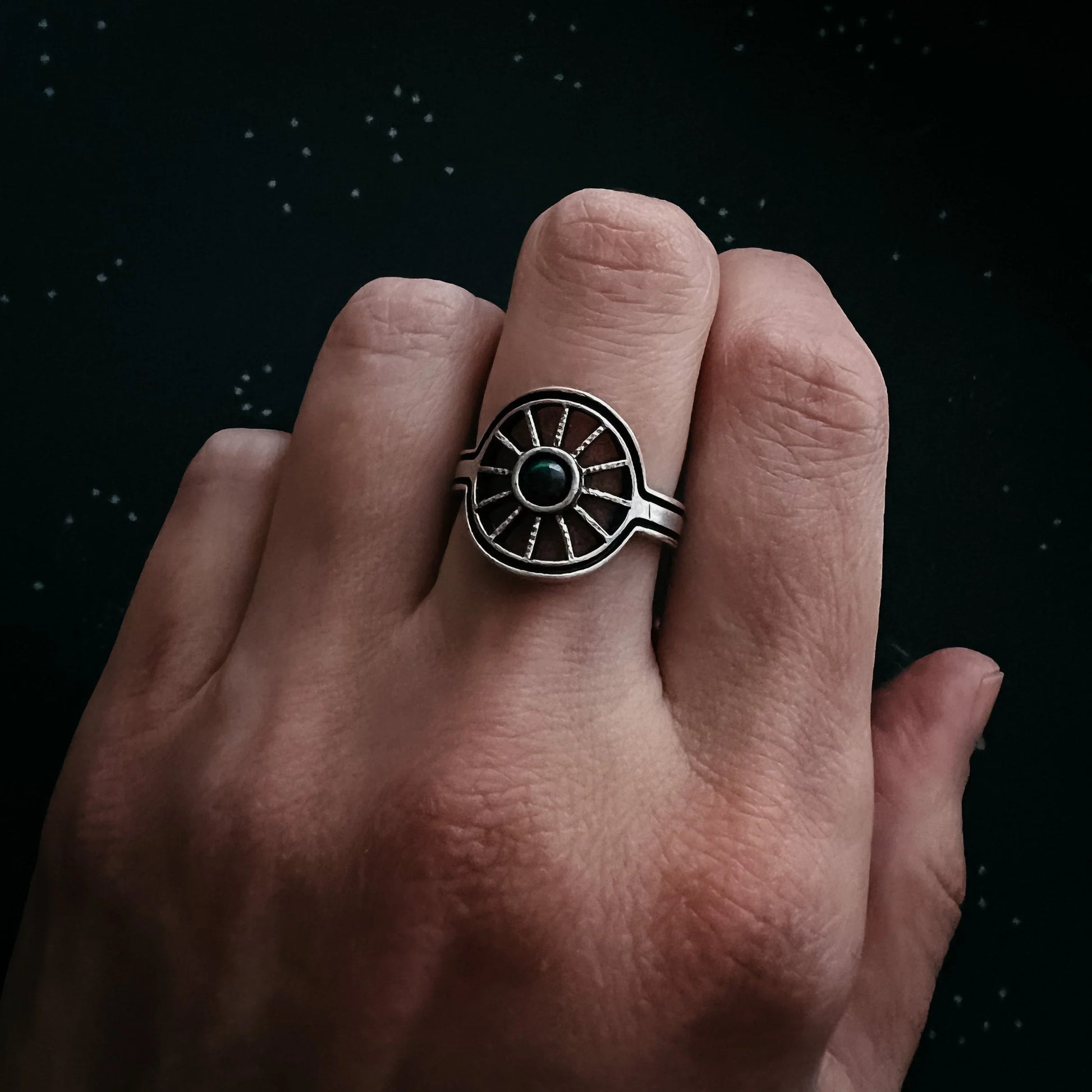 Midnight Sun Ring with Black Opal - minbolu -