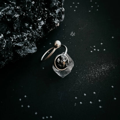 Round Wrap Ring with Authentic Raw Meteorite - minbolu -