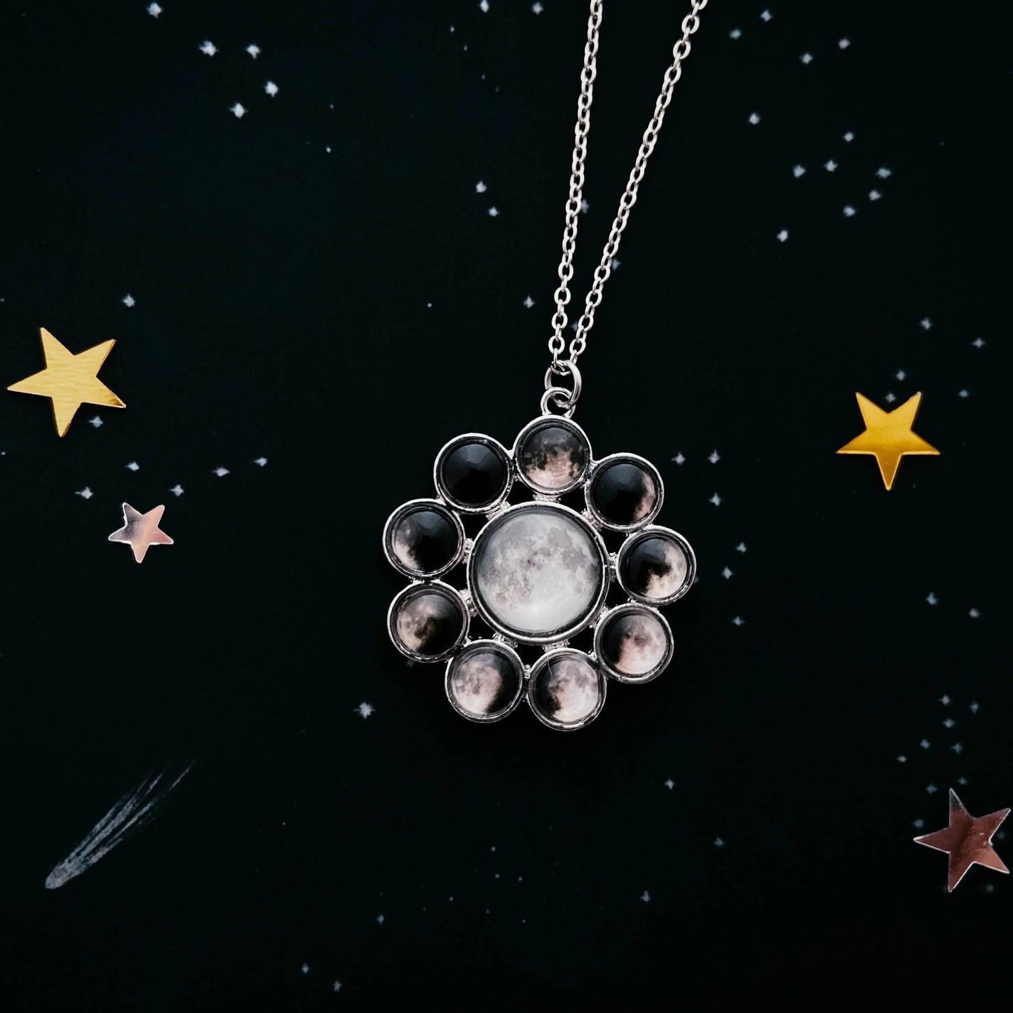 Moon Phase Halo Jewelry Set - minbolu -