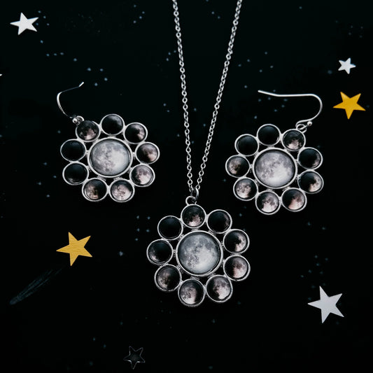 Moon Phase Halo Jewelry Set - minbolu -