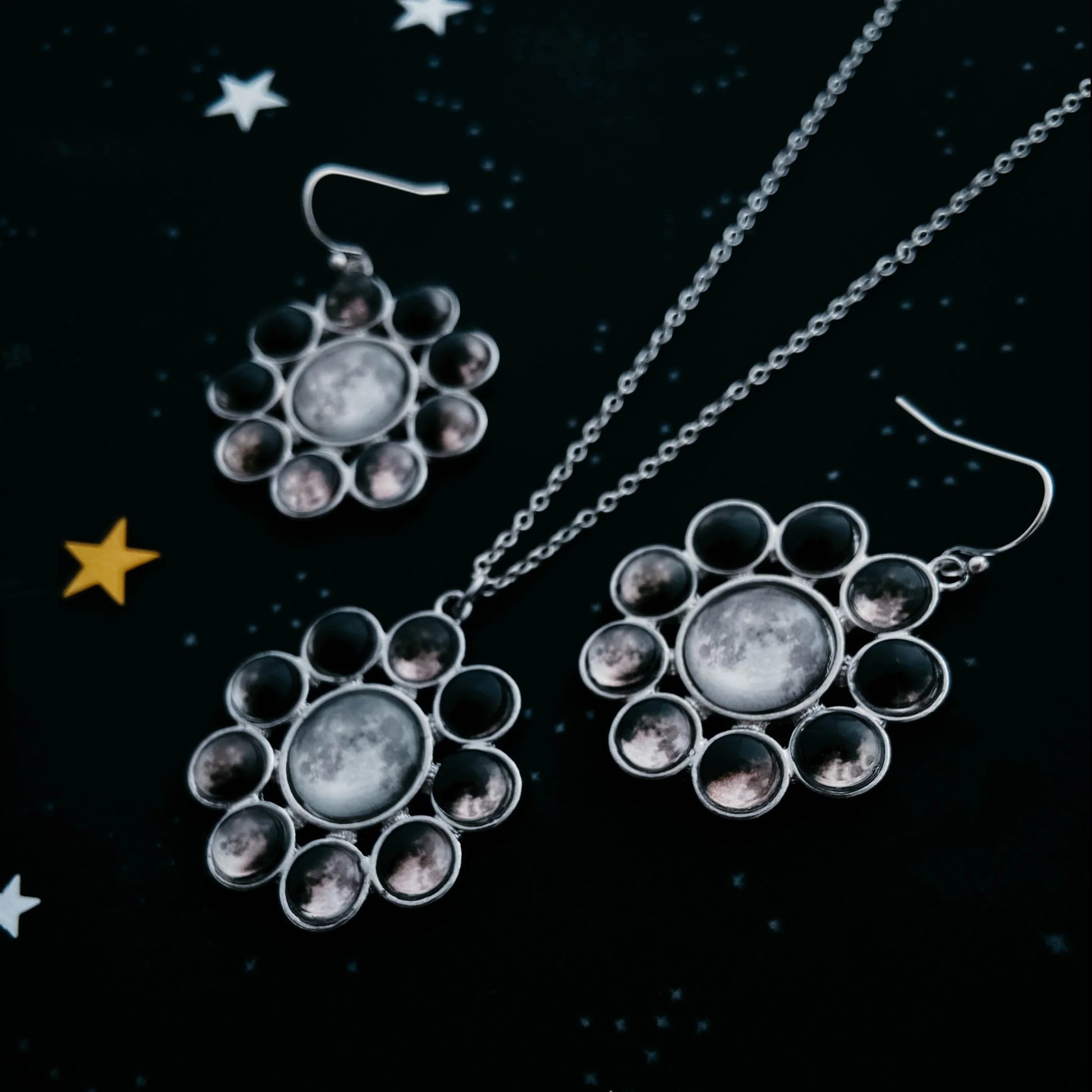 Moon Phase Halo Jewelry Set - minbolu -