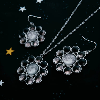 Moon Phase Halo Jewelry Set - minbolu -