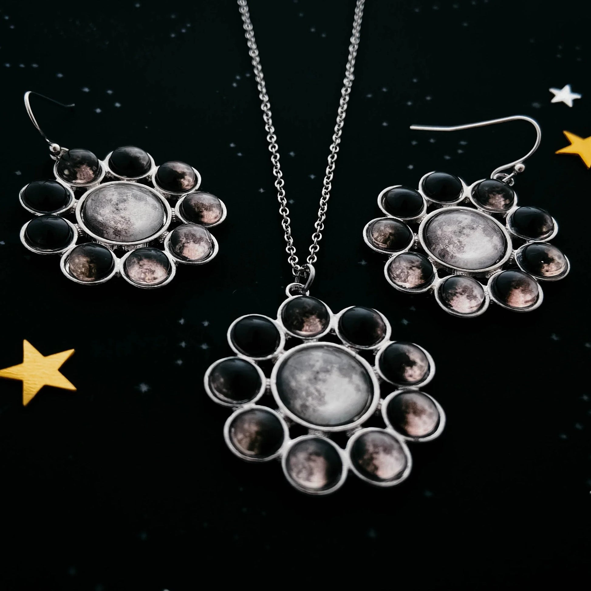 Moon Phase Halo Jewelry Set - minbolu -