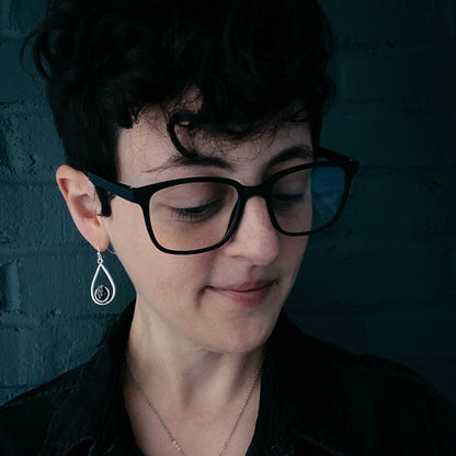 Teardrop Earrings with Raw Meteorite - minbolu -