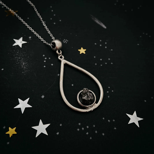 Teardrop Necklace with Authentic Raw Meteorite - minbolu -