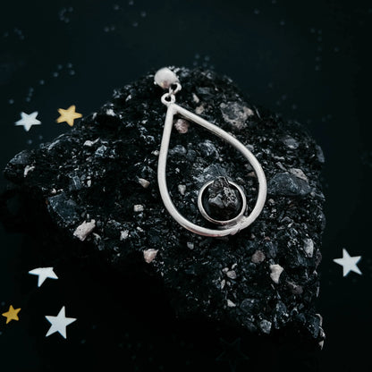 Teardrop Necklace with Authentic Raw Meteorite - minbolu -