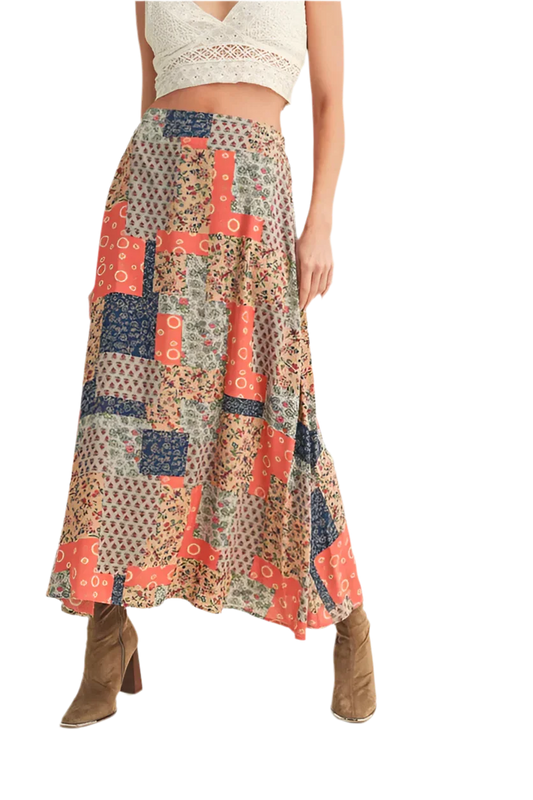 Aemi + Co Printed Maxi Skirt - Stylish & Versatile - minbolu -