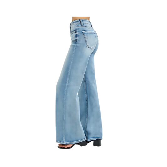 RISEN Wide Leg Jeans | Plus Size Fashion - minbolu -