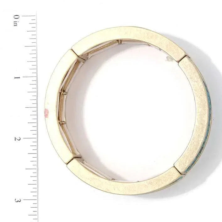 Aztec Pattern Metal Stretch Bracelet: Brown - minbolu -