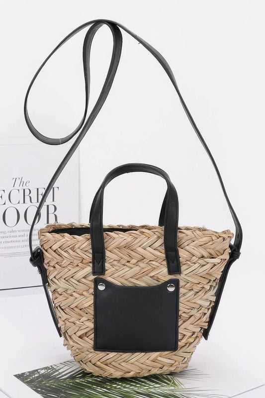 Faux Straw Small Tote Bag - minbolu -