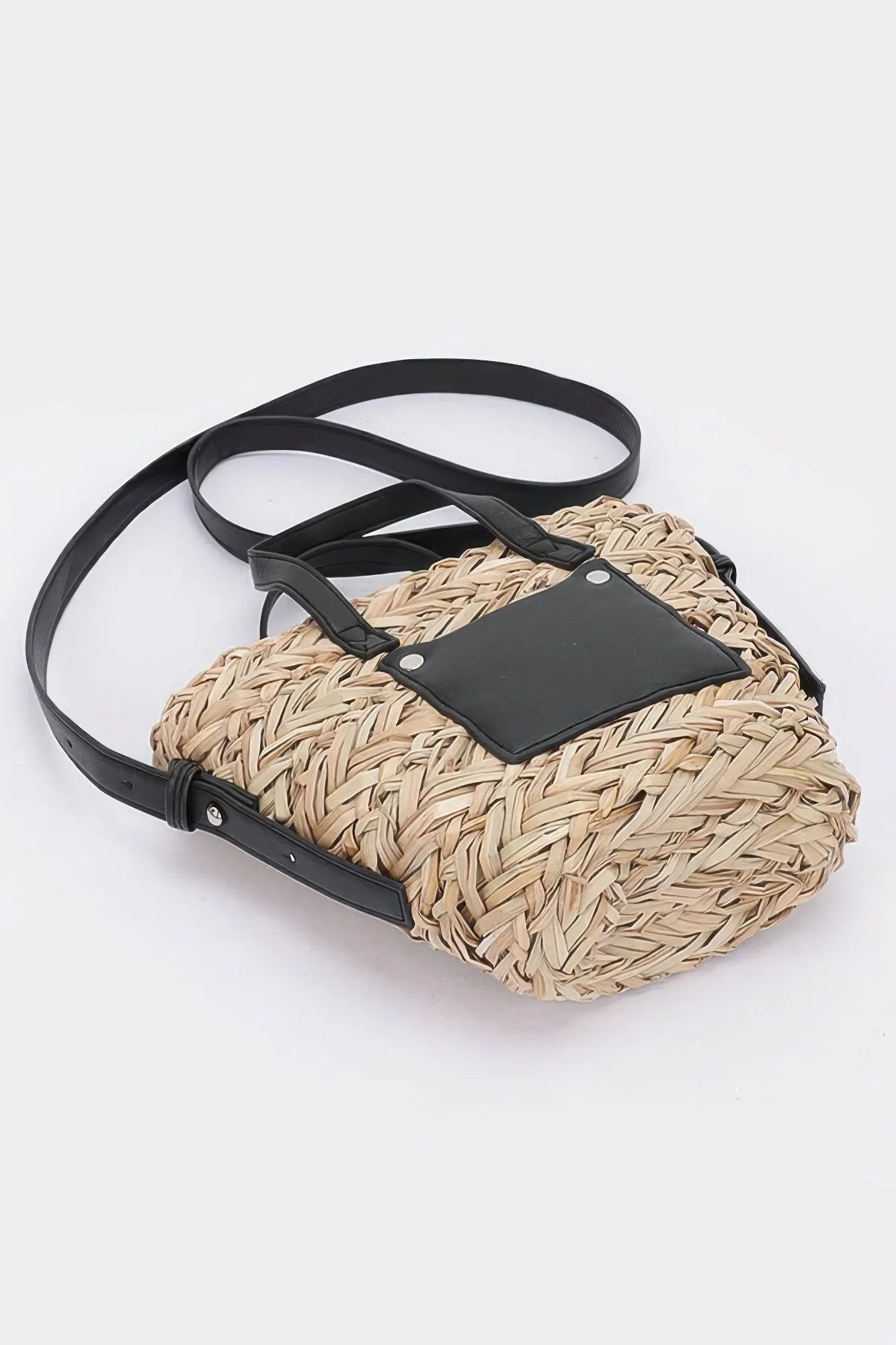 Faux Straw Small Tote Bag - minbolu -