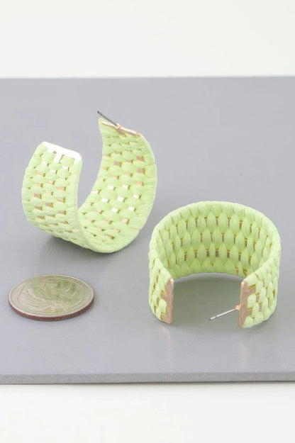 Wide Weaved Hoop Earrings - minbolu -