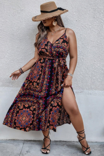 Boho Cami Maxi Dress - Plus Size Floral Long Dress - minbolu -