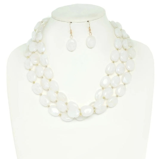 Multi Strand Natural Gemstone Beaded Necklace Set - minbolu -