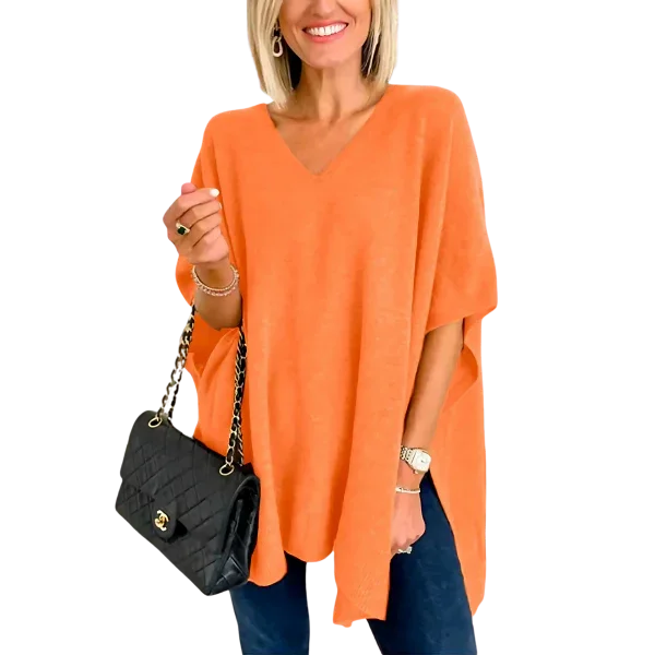 Slit V-Neck Half Sleeve Knit Top - minbolu -