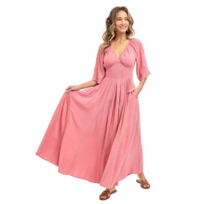 Romantic Flowy Maxi Dress - minbolu -
