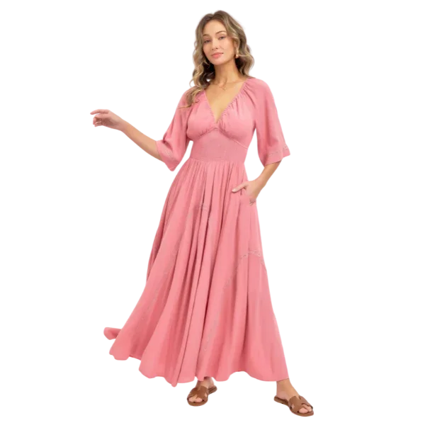 Romantic Flowy Maxi Dress - minbolu -