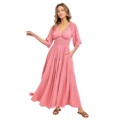 Romantic Flowy Maxi Dress - minbolu -